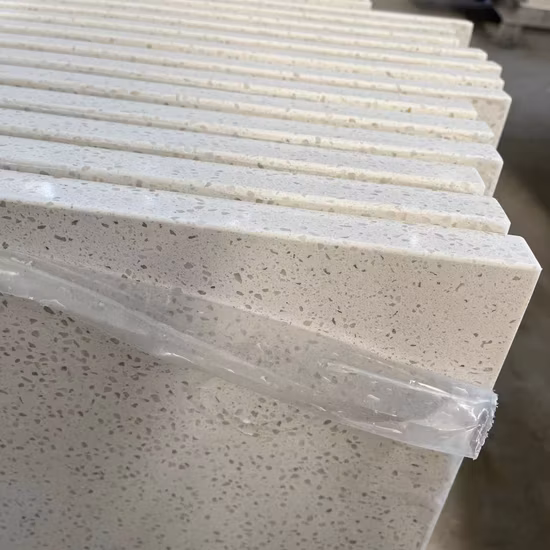 Nuevos productos Losa de piedra de cuarzo para gabinete de cocina Encimera de trabajo Encimera de mármol artificial blanco de superficie sólida